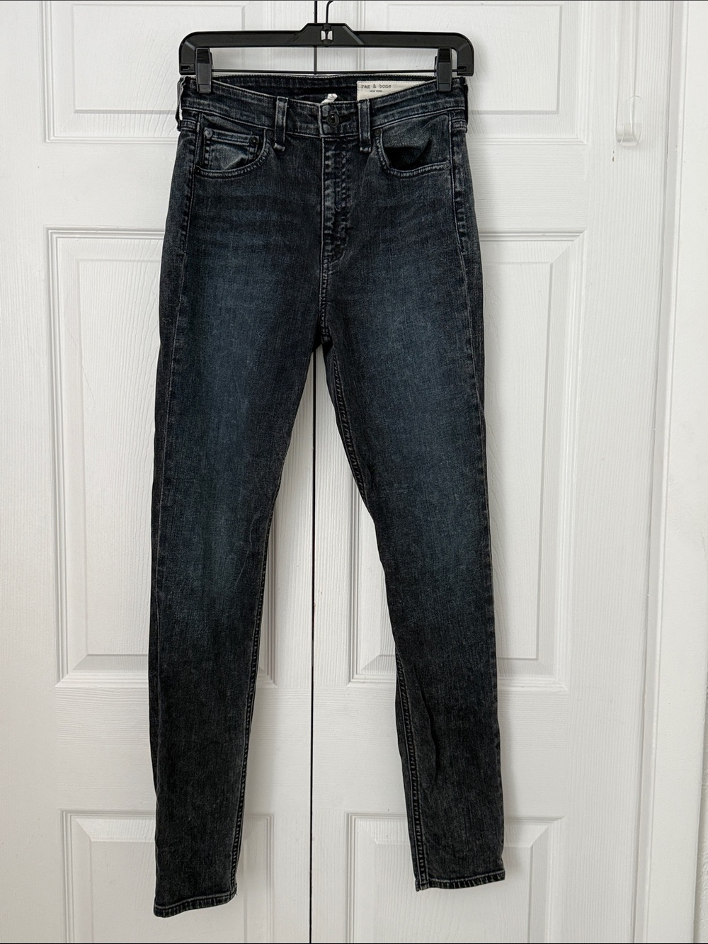 rag & bone  Nina High-Rise Skinny Jeans Black Wash Size 26 Stretch Denim